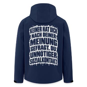 Lustiger Spruch Keiner hat Dich nach Deiner... - Recycelte Männer Softshell-Jacke von Stanley/Stella - Navy - Hinten - AI Model Male 185 light (185cm)