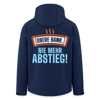 Obere Bank. Nie mehr Abstieg! Sauna lustig - Recycelte Männer Softshell-Jacke von Stanley/Stella - Navy - Hinten - AI Model Male 185 light (185cm)