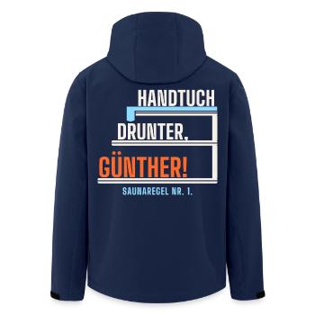 Handtuch drunter, Günther! Sauna lustig - Recycelte Männer Softshell-Jacke von Stanley/Stella - Navy - Hinten - AI Model Male 185 light (185cm)