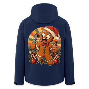 Christmas Lebkuchenmann Grillender Papa - Recycelte Männer Softshell-Jacke von Stanley/Stella - Navy - Hinten - AI Model Male 185 light (185cm)