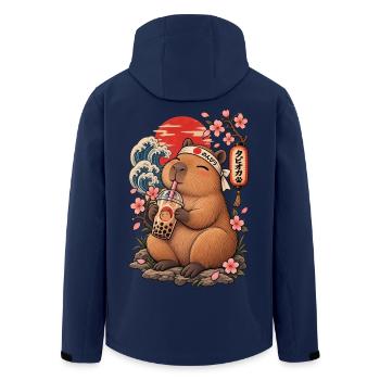Capybara mit Bubble Tea und japanischen Wellen - Recycelte Männer Softshell-Jacke von Stanley/Stella - Navy - Hinten - AI Model Male 185 light (185cm)