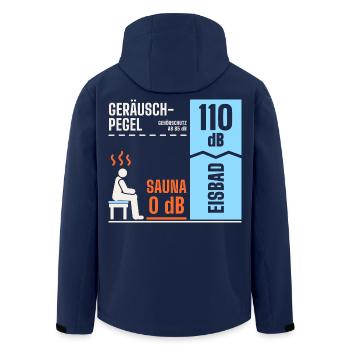 Sauna 0 dB, Eisbad 110 dB – Geräuschpegel lustig - Recycelte Männer Softshell-Jacke von Stanley/Stella - Navy - Hinten - AI Model Male 185 light (185cm)