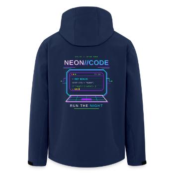 Neon Code Cyberpunk Terminal - Recycelte Männer Softshell-Jacke von Stanley/Stella - Navy - Hinten - AI Model Male 185 light (185cm)