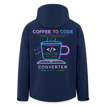 Coffee to Code Converter - Recycelte Männer Softshell-Jacke von Stanley/Stella - Navy - Hinten - AI Model Male 185 light (185cm)