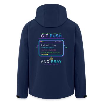 Git Push – Force and Pray - Recycelte Männer Softshell-Jacke von Stanley/Stella - Navy - Hinten - AI Model Male 185 light (185cm)