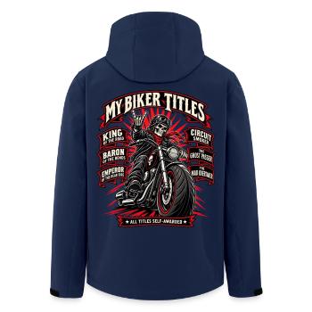 Meine Ehrentitel Biker. Biker-Humor - Recycelte Männer Softshell-Jacke von Stanley/Stella - Navy - Hinten - AI Model Male 185 light (185cm)