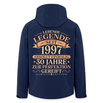 Jahrgang 1997 geboren 30. Geburtstag Geschenk - Recycelte Männer Softshell-Jacke von Stanley/Stella - Navy - Hinten - AI Model Male 185 light (185cm)