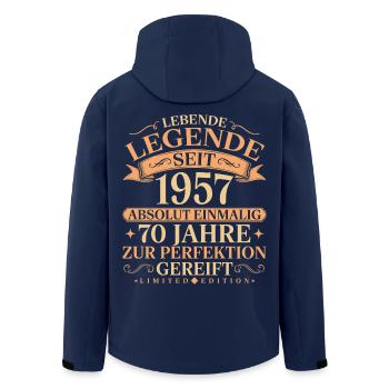 Jahrgang 1957 geboren 70. Geburtstag Geschenk - Recycelte Männer Softshell-Jacke von Stanley/Stella - Navy - Hinten - AI Model Male 185 light (185cm)