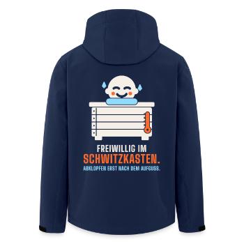 Freiwillig im Schwitzkasten – Sauna lustig - Recycelte Männer Softshell-Jacke von Stanley/Stella - Navy - Hinten - AI Model Male 185 light (185cm)