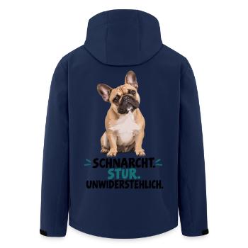  Französische Bulldogge Schnarcht Stur - Recycelte Männer Softshell-Jacke von Stanley/Stella - Navy - Hinten - AI Model Male 185 light (185cm)