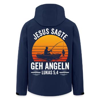Jesus Sagte Geh Angeln - Recycelte Männer Softshell-Jacke von Stanley/Stella - Navy - Hinten - AI Model Male 185 light (185cm)