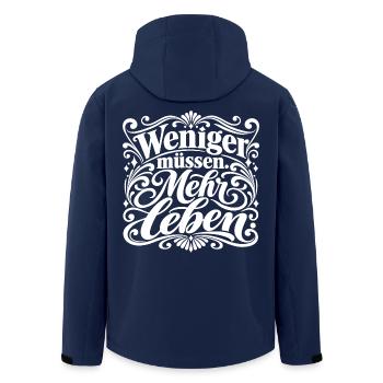 Weniger Müssen Mehr Leben - Recycelte Männer Softshell-Jacke von Stanley/Stella - Navy - Hinten - AI Model Male 185 light (185cm)