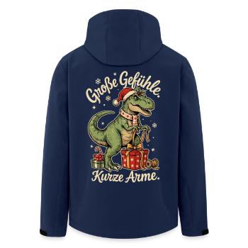 Weihnachts T-Rex mit Nikolausmütze und Geschenken - Recycelte Männer Softshell-Jacke von Stanley/Stella - Navy - Hinten - AI Model Male 185 light (185cm)