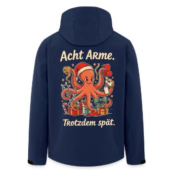 Weihnachtskrake mit Nikolausmütze und Geschenken - Recycelte Männer Softshell-Jacke von Stanley/Stella - Navy - Hinten - AI Model Male 185 light (185cm)