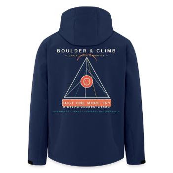 Boulder & Climb - Just One More Try - Recycelte Männer Softshell-Jacke von Stanley/Stella - Navy - Hinten - AI Model Male 185 light (185cm)