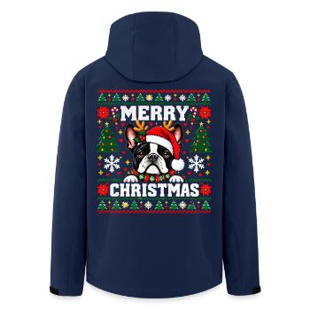 Französische Bulldogge  Ugly Christmas Sweater - Recycelte Männer Softshell-Jacke von Stanley/Stella - Navy - Hinten - AI Model Male 185 light (185cm)