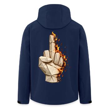 Flammender Origami-Mittelfinger – Humor - Recycelte Männer Softshell-Jacke von Stanley/Stella - Navy - Hinten - AI Model Male 185 light (185cm)