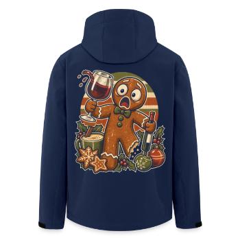 Christmas Lebkuchenmann im Weinchaos - Recycelte Männer Softshell-Jacke von Stanley/Stella - Navy - Hinten - AI Model Male 185 light (185cm)