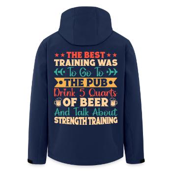Fitness Motivation Bodybuilder Talk About Strength - Recycelte Männer Softshell-Jacke von Stanley/Stella - Navy - Hinten - AI Model Male 185 light (185cm)