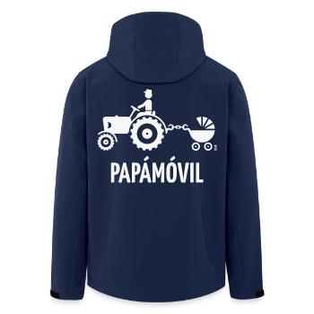 Dadmobile (Traktor & Kinderwagen / Weiß) - Recycelte Männer Softshell-Jacke von Stanley/Stella - Navy - Hinten - AI Model Male 185 light (185cm)