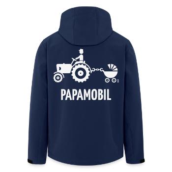 Papamobil (Trecker Und Kinderwagen / White) - Recycelte Männer Softshell-Jacke von Stanley/Stella - Navy - Hinten - AI Model Male 185 light (185cm)