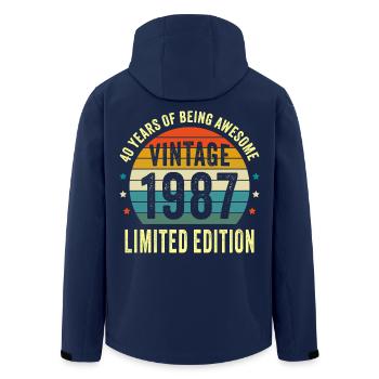 Vintage 1987 40. Geburtstag Limited Edition - Recycelte Männer Softshell-Jacke von Stanley/Stella - Navy - Hinten - AI Model Male 185 light (185cm)