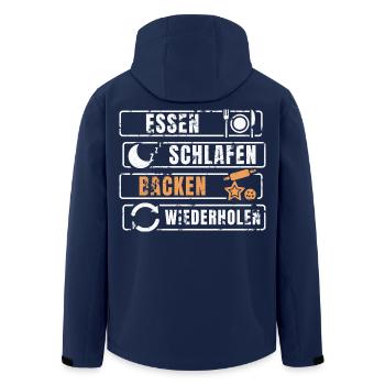 Essen Schlafen Backen Wiederholen - Recycelte Männer Softshell-Jacke von Stanley/Stella - Navy - Hinten - AI Model Male 185 light (185cm)