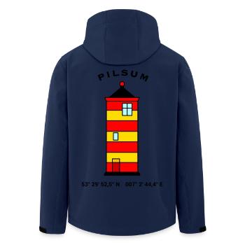 Leuchtturm Pilsum Krummhörn - Insel Nordsee Meer - Recycelte Männer Softshell-Jacke von Stanley/Stella - Navy - Hinten - AI Model Male 185 light (185cm)