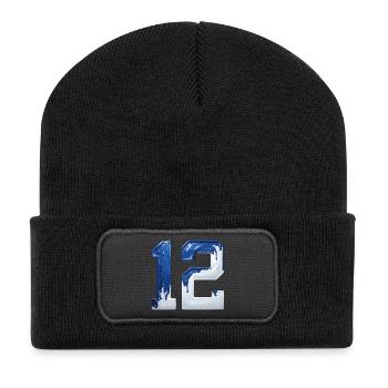 NO. 12 NUMBER 12 BLUE WHITE 12TH BIRTHDAY - Recycled Patch Beanie - black - Front