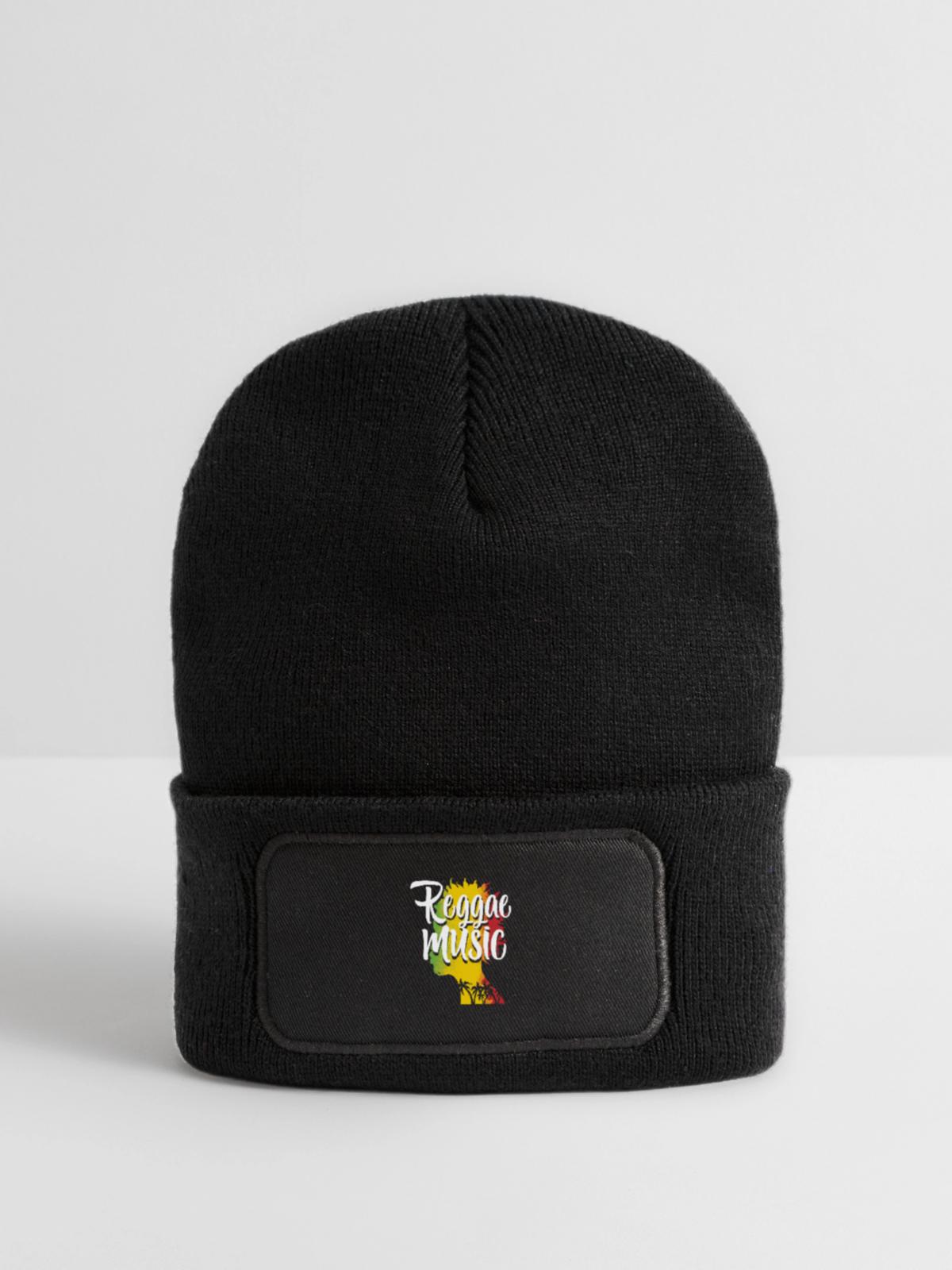 Reggae Musik - Recycelte Patch Beanie - Schwarz - Vorne