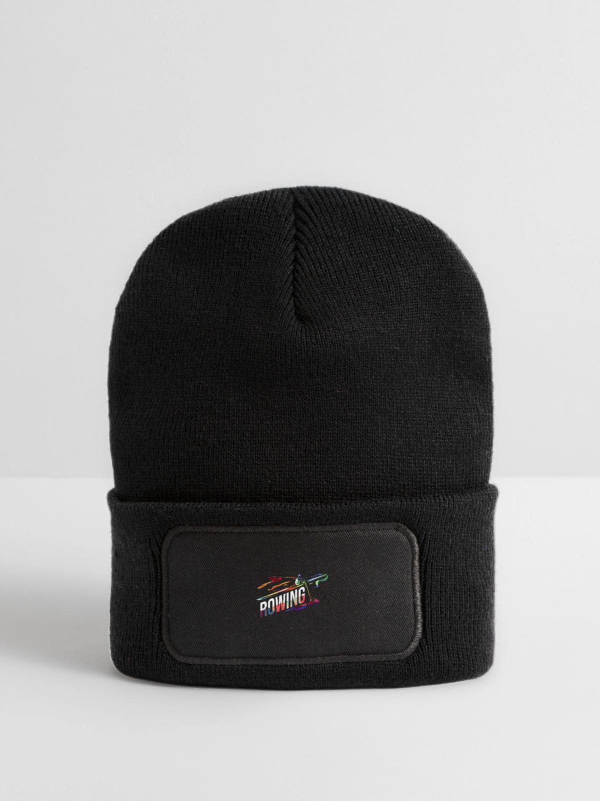 Flinker Ruderer Regattasieg - Recycelte Patch Beanie - Schwarz - Vorne