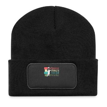 Badminton Alter Mann Badminton spielt - Recycelte Patch Beanie - Schwarz - Vorne