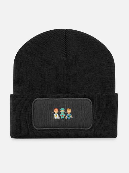 Kaffeefleckiger Anästhesist Arztkittel - Recycelte Patch Beanie - Schwarz