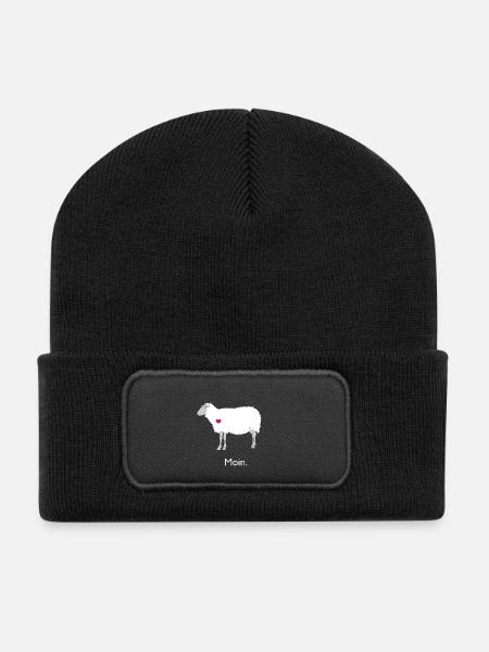 Schaf Moin ausgeschlafen? Deichschaf Schafe zählen - Recycelte Patch Beanie - Schwarz