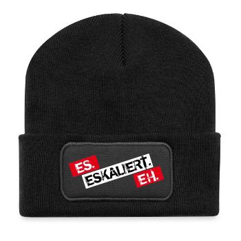 Es Eskaliert Eh - Recycelte Patch Beanie - Schwarz - Vorne