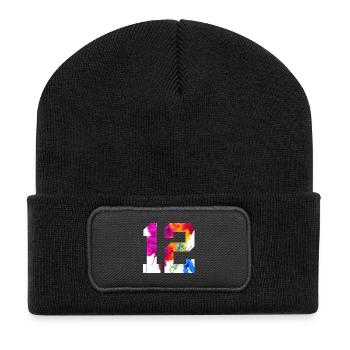NUMMER 12 JAHRE ALT 12. GEBURTSTAG - Recycelte Patch Beanie - Schwarz - Vorne