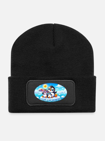 Lustige Pinguine - Recycelte Patch Beanie - Schwarz