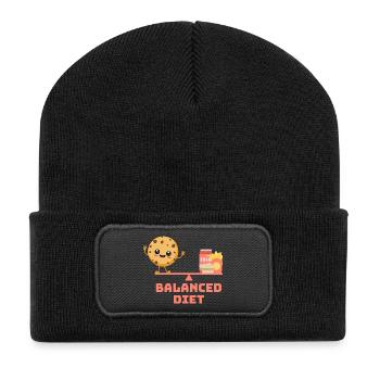 balanced cookie fastfood Diet - Recycelte Patch Beanie - Schwarz - Vorne