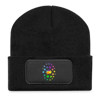 STERNE Sternchen viele Sterne - Recycelte Patch Beanie - Schwarz - Vorne