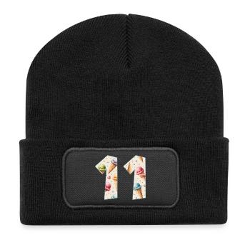 EISCREME NUMMER 11 JAHRE EIS 11. GEBURTSTAG - Recycelte Patch Beanie - Schwarz - Vorne