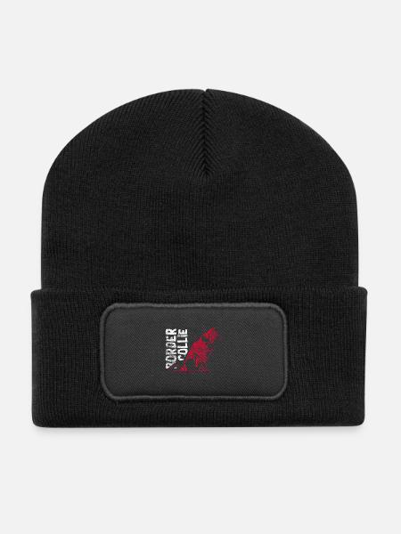Geometrischer Border Collie Mathefan - Recycelte Patch Beanie - Schwarz