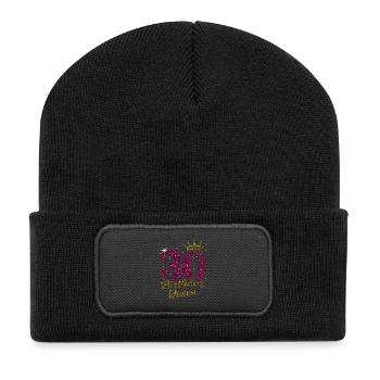 30 Jahre Bday Queen 30. Geburtstag Königin Dreißig - Recycelte Patch Beanie - Schwarz - Vorne