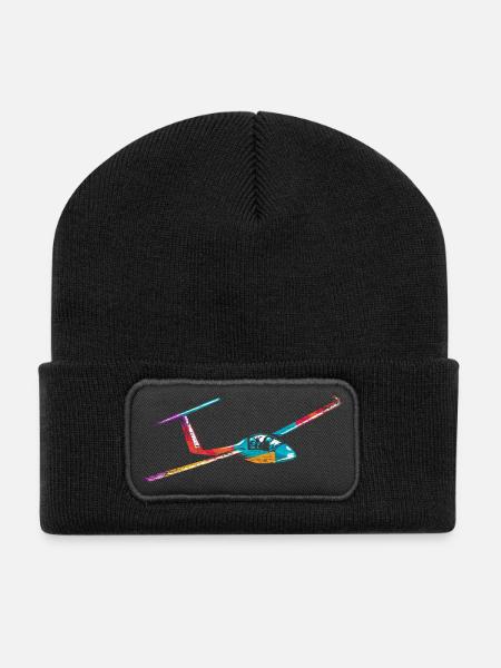 Kühner Segelflieger Thermikflug - Recycelte Patch Beanie - Schwarz