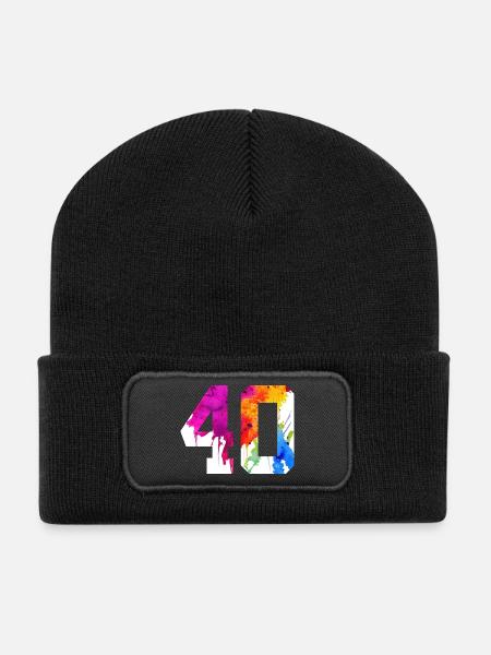 NUMMER 40 JAHRE ALT 40. GEBURTSTAG - Recycelte Patch Beanie - Schwarz