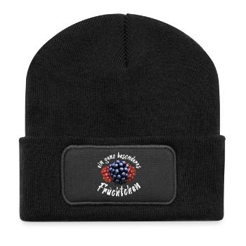 Brombeere Brombeeren Beeren Früchte - Recycelte Patch Beanie - Schwarz - Vorne