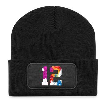 COLORED NUMBER 12 COLORFUL 12TH BIRTHDAY - Recycled Patch Beanie - black - Front
