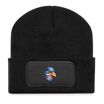 Kuckuck buntes Aquarell Cartoon Kawaii Tier - Recycelte Patch Beanie - Schwarz - Vorne