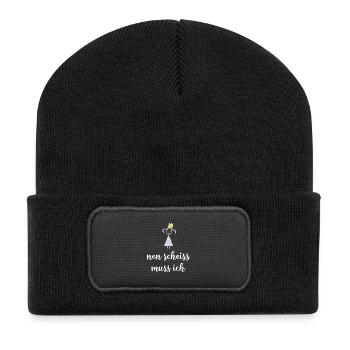 Nen Scheiss muss ich - Recycelte Patch Beanie - Schwarz - Vorne