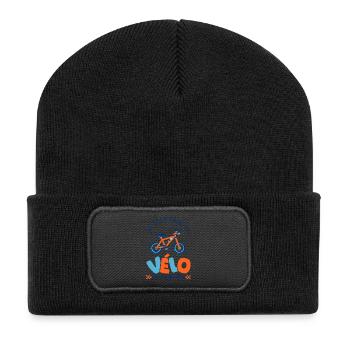 Né pour faire du vélo avec papa – Body Bébé Bio - Beanie recyclé à patch - noir - Devant