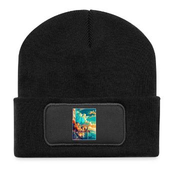 Thessalonique Grèce Affiche de voyage vintage souvenir - Beanie recyclé à patch - noir - Devant